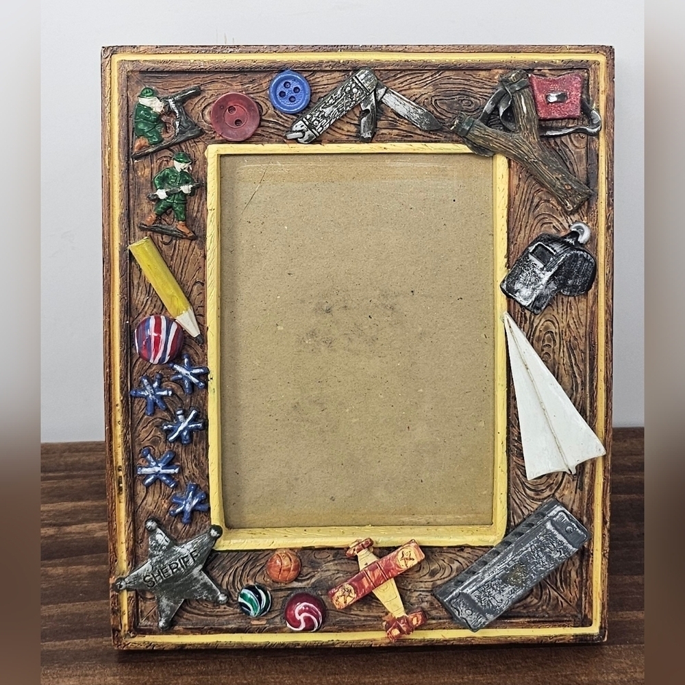 Russ Handpainted Resin Photo Frame Boys Childhood Toys 3.5x5 Photo Ready
